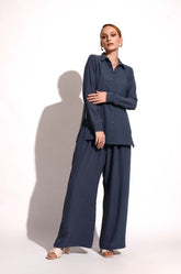 Elasticated Lounge Shirt -  Blue
